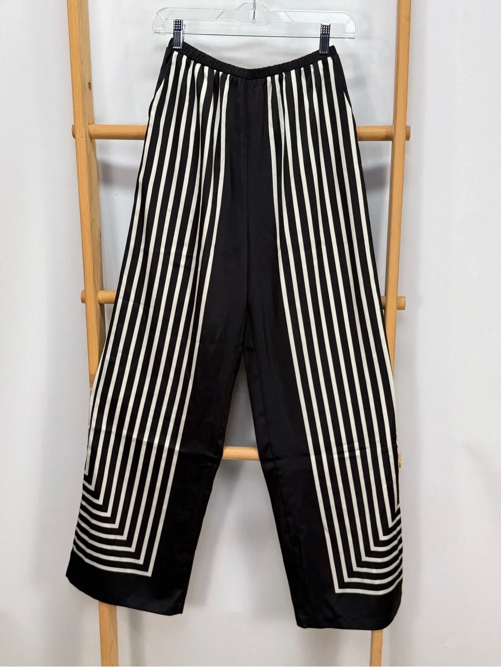 COMMENSE Black & White Striped Wide-Leg Pants size S